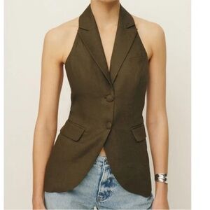 Reformation Brennan Vest in Dark Olive Green  size 4